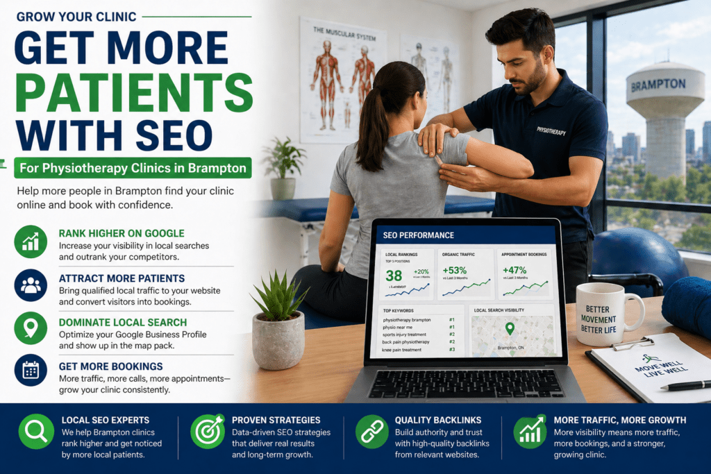 Physiotherapy clinic in Brampton using SEO to attract more patients and increase bookings