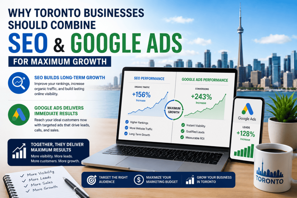 SEO and Google Ads strategy helping Toronto businesses improve search rankings, increase website traffic, and generate qualified leads.